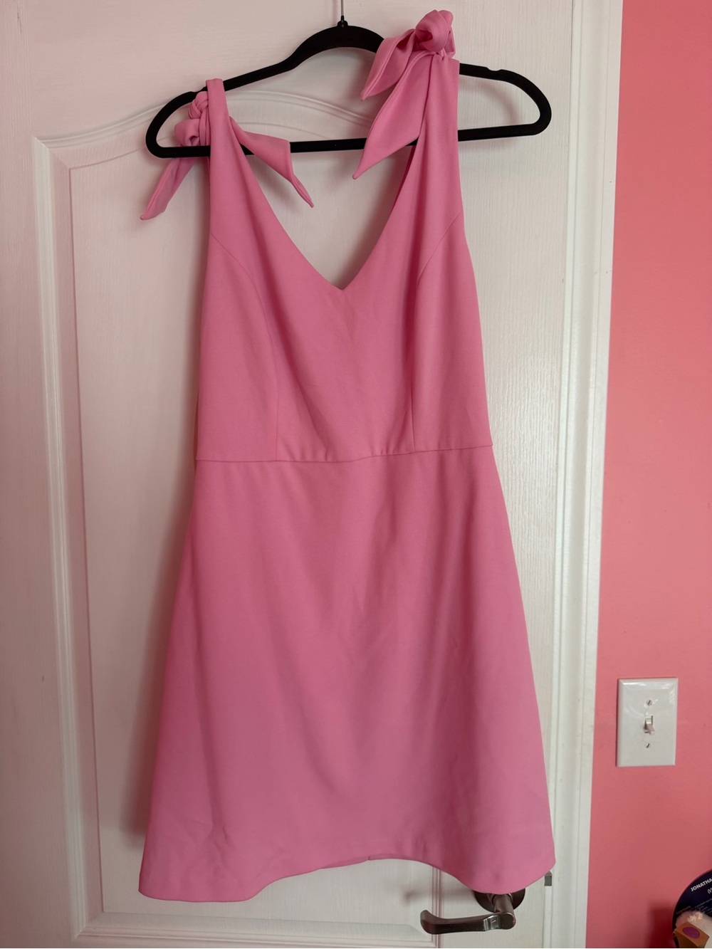 BCBGeneration Pink Tie-Shoulder V-Neck Mini Dress